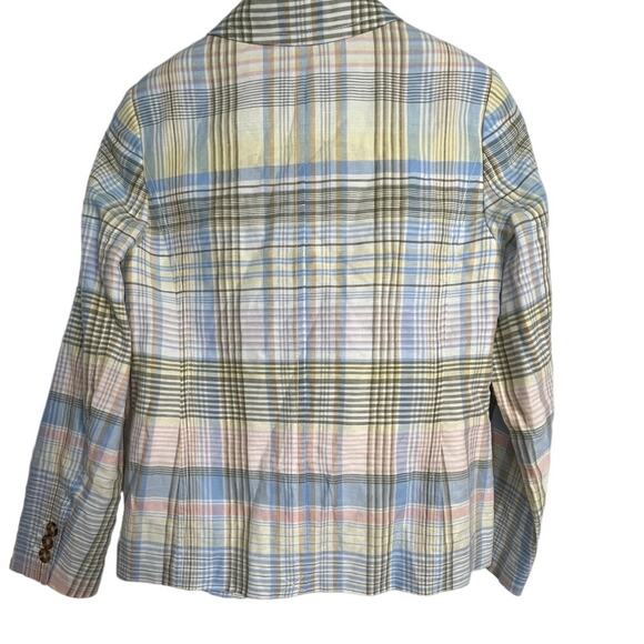 Talbots Plaid Linen Blend Blazer Size 6 - Picture 2 of 5